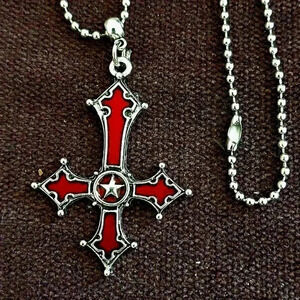 Gothic Red Cross hot Necklace